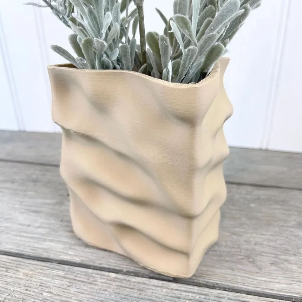 Paper Bag Sack Vase, Papur C Vase, Flower Vase, Crumpled Sack